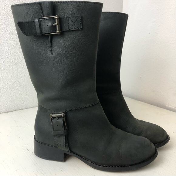 Cole Haan Nike Air Leora black leather moto boot size 6.5 - Picture 2 of 12